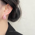 Pink Resin Geometric Stud Earrings Teardrop And Oval view 4