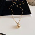 Gold Silver Round Ball Pendant Box Chain Necklace Pair view 6