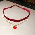 Black Velvet Choker with Red Heart Pendant Jewelry Accessory view 6