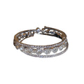 Silver Tone Open Floral Lattice Hinged Bangle With Clear Crystal Flowers view 5