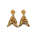 Rose Top Sequin Mesh Tassel Statement Stud Earrings view 5