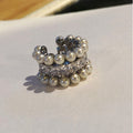 Pearl and Crystal Layered Single Ear Cuff Statement Jewelry view 2