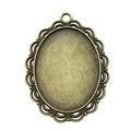 Scalloped Oval Bezel Pendant Trays in Two Antique Finishes view 1