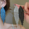 Rhinestone Tapered Fringe Stud Earrings in Three Colors view 2