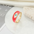 Gold Tone Colorful Enamel Lash Eye Adjustable Band Rings view 4