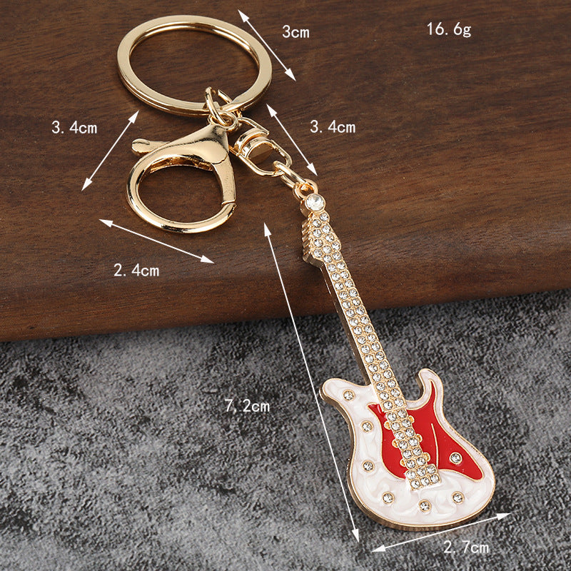 Mini Electric Guitar Metal Keychain Gift Bag Charm Pendant