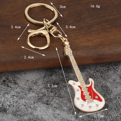 Mini Electric Guitar Metal Keychain Gift Bag Charm Pendant