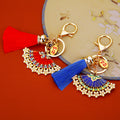 Chinese Enamel and Pearl Fan Tassel Keychains in Four Distinct Styles view 7