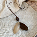 Wood And Resin Pendant Cord Necklaces In Two Shapes view 6