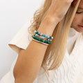 Red Knotted Cord Bracelet with Five Evil Eye Stations view 3