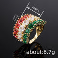 Gold-Tone Three-Row Red Clear Green Square Stone Ring Sizes 6-10 view 4