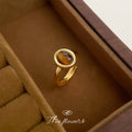 Gold Tone Tiger Eye Oval Center Double Band Ring For Women view 4