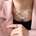Heart Halo Zirconia Necklace Clear Or Purple Silver Tone view 6
