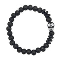Black Wood Bead Single Skull Focal Stretch Bracelet view 5
