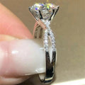 Silver Six Prong Round Clear CZ Solitaire Ring Sizes 6-10 view 2