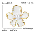 Five Petal Enamel Flower Brooch with Faux Pearl Center view 6