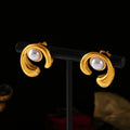 Gold Irregular C-Shaped Stud Earrings With Glue Bead view 4