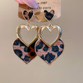 Leopard Print Geometric Drop Earrings in Three Shapes view 7
