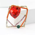 Geometric Square Crystal Brooch Rhinestone Frame Pin view 2