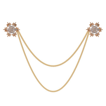 Gold Tone Snowflake Tassel Crystal Four Designs Metal Brooch Pin