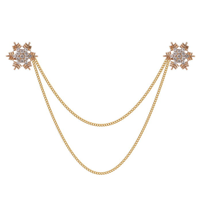 Gold Tone Snowflake Tassel Crystal Four Designs Metal Brooch Pin