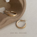 Matte Light Coffee Brown Geometric Circular Hoop Earrings view 4