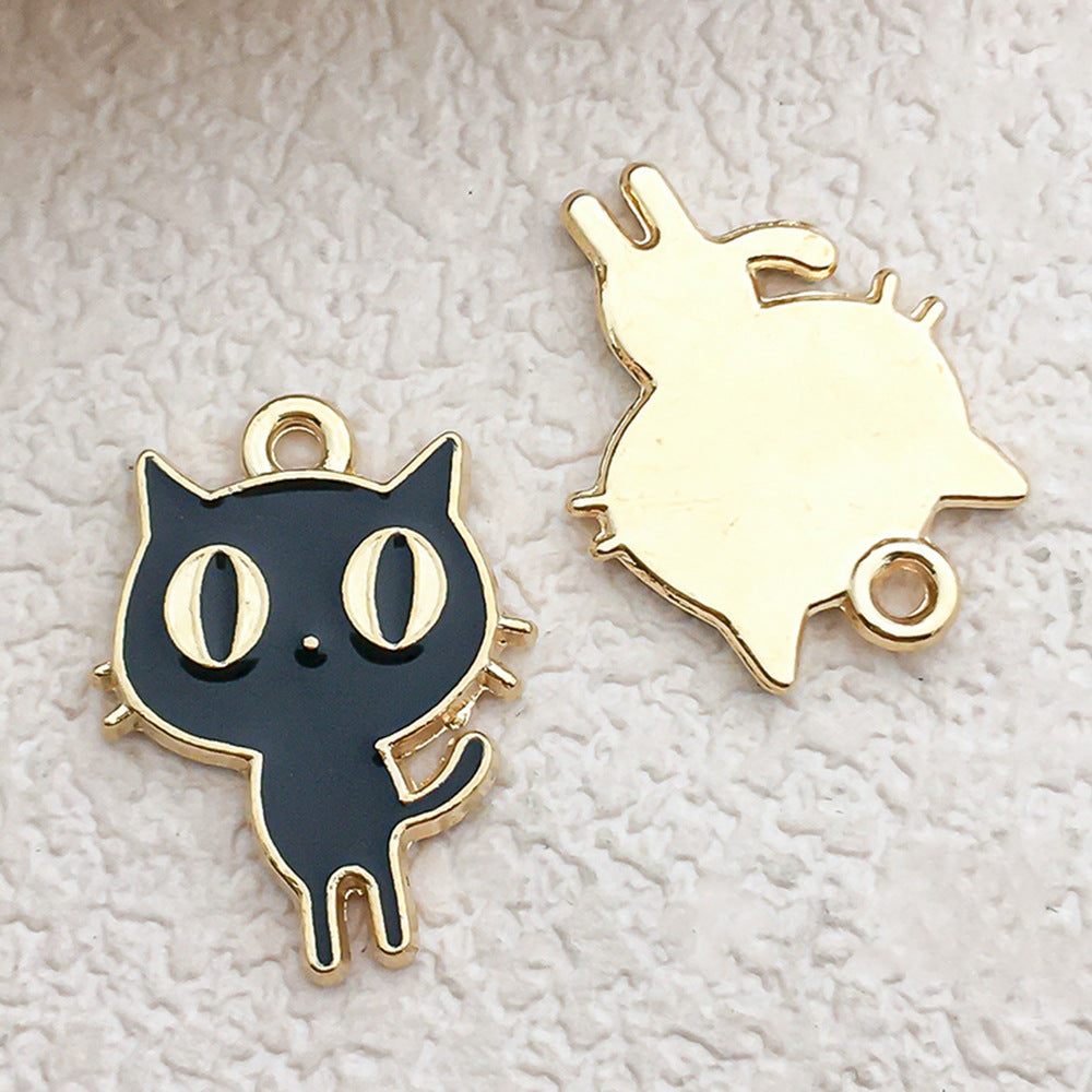 Enamel Zinc Alloy Cat Charm Pendant for DIY Keychain Bracelet and Earring Jewelry Making