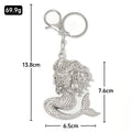 Silver Gold Rhinestone Mermaid Keychain Metal Bag Charm view 2
