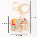 Rhinestone Enamel Elephant Keychain Gold Clasp Three Colors view 5