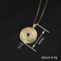 Green Eye Medallion Necklace in Textured Gold Tone view 4