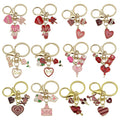 Twelve Pink and Red Love Heart Metal Keychain Designs view 1
