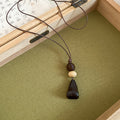 Black Cord Geometric Pendant Necklaces in Seven Designs view 6