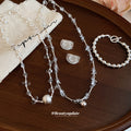 Clear Crystal Bead Necklaces Silver Bracelet Studs view 2