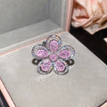 Silver Pink Stone Flower Earrings Rings Four Styles view 9