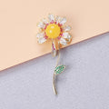 Crystal Daisy Long Stem Brooch in Two Center Colors view 1