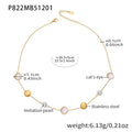 Cat Eye and Imitation Pearl Station Necklace in Ten Colorways view 6
