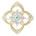 Four Petal Filigree Flower Brooch Pin in Two Metal Tones view 2