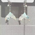 Silver Tone Iridescent Fishtail Mismatched Drop Earrings view 2