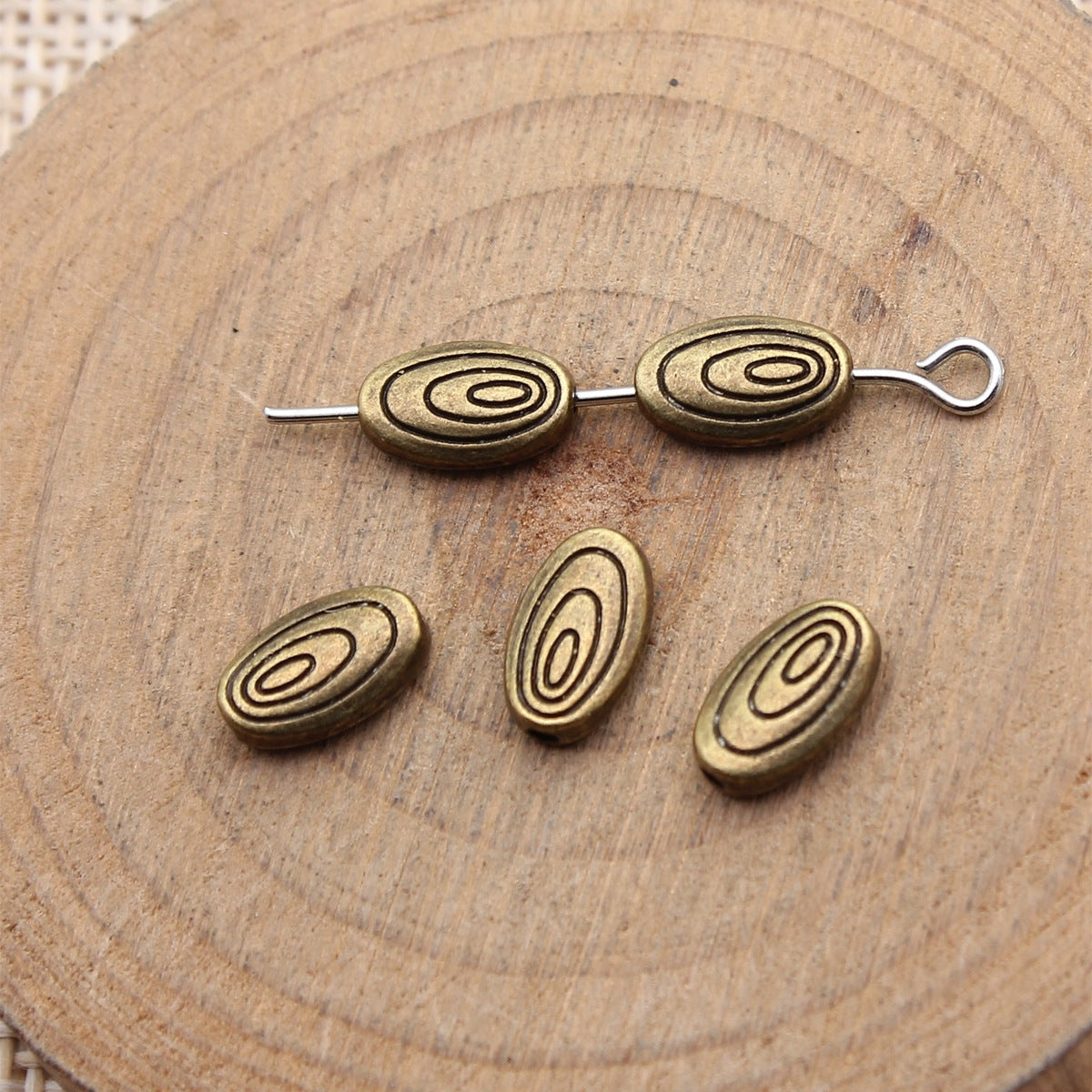 9.4x5.9x2.9mm 0.55g Multicolor Zinc Alloy Oval Floral Pattern Small Hole Spacer Beads for Necklace Bracelet Making