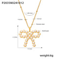 Bow Pendant Necklace Shell Beads Zircon Snake Chain Layers view 7