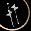 Asymmetric Crystal Butterfly And Bow Dangle Earrings view 6