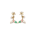 Mermaid Tail Pearl Drop Ear Clips in Gold and Silver view 5