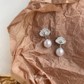 Silver Cloud Crystal Stud Pearl Drop Earrings Dual Wear view 4