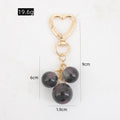 Glossy Sphere Trio Keychain Heart Clasp Metal Bag Charm view 2