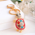 Multicolor Rhinestone Turtle Keychain Gold Tone Bag Charm view 3