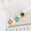 Gold Tone Faceted Heart Crystal Halo Pendant Necklaces in Three Colors view 5