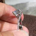 Heart-Shaped Clear Solitaire Pave Ring In Polished Silver Tone view 3