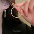 Minimal Thin Round Hoop Earrings in Gold and Silver view 3