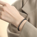 Black Faceted Cube Bead Bracelet with Silver Spacers Extension view 4