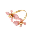 Open Dual Flower Enamel Cuff Bracelets Gold Silver view 5